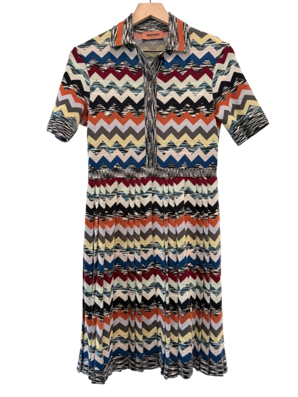 Missoni Zigzag Knit Polo Dress Style 1902MDG00380 Wool Made in Italy Size 38 / 2 - Picture 1 of 10